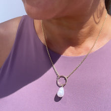 Load image into Gallery viewer, 18k Gold Filled Rolo Choker With Large Synthetic Pearl Charm
