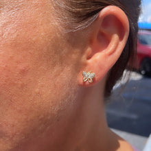 Load image into Gallery viewer, 18k Gold Filled Dainty Butterly Earring With CZ Top wings
