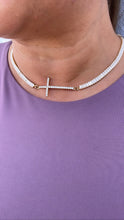 Load image into Gallery viewer, 18k Gold Filled Baguette Choker With CZ Pavè Cross In The Center
