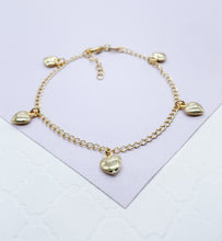 Load image into Gallery viewer, 18k Gold Filled Curb Link Plain Bracelet With Heart Charm
