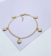 Load image into Gallery viewer, 18k Gold Filled Curb Link Plain Bracelet With Heart Charm
