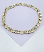 Load image into Gallery viewer, 18k Gold Filled Flat Rectangle Linked Chain &amp; Bracelet
