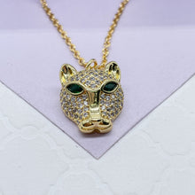 Load image into Gallery viewer, 18k Gold Filled Large Panther Charm Necklace With Curb Chain
