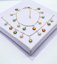 Load image into Gallery viewer, 18k Gold Filled Colorful Enamel Flower Set

