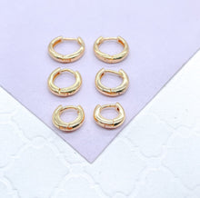 Load image into Gallery viewer, 18k Gold Filled Set of 3 Huggie Hoops
