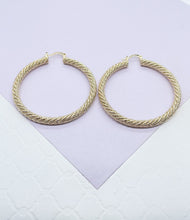 Load image into Gallery viewer, 18k Gold Filled Rough Twisted Gold Hoops
