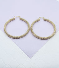 Load image into Gallery viewer, 18k Gold Filled Rough Diamond CutTwisted Gold Hoops
