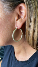Load image into Gallery viewer, 18k Gold Filled Rough Diamond CutTwisted Gold Hoops
