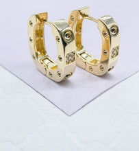 Load image into Gallery viewer, 18k Gold Filled Small Screws Flat Square Hoop EarringsWholesale Jewelry Supplies
