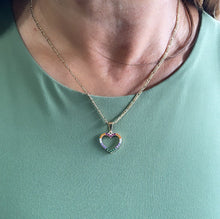 Load image into Gallery viewer, 18k Gold Filled Colorful Pendant, Rainbow Cz Heart Pendant
