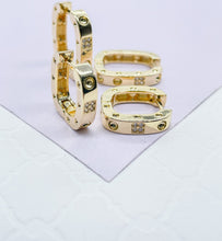 Load image into Gallery viewer, 18k Gold Filled Small Screws Flat Square Hoop EarringsWholesale Jewelry Supplies
