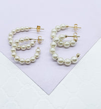 Load image into Gallery viewer, 18k Gold Filled Open Plain Pearl Hoop
