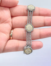 Load image into Gallery viewer, Silver Filled with Rhodium Bracelet With Gold Pave Charms &amp; Magnetic Closure
