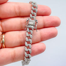 Load image into Gallery viewer, Silver Filled With Rodium Cuban Link CZ Stone Bracelet
