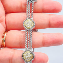 Load image into Gallery viewer, Silver Filled with Rhodium Bracelet With Gold Pave Charms &amp; Magnetic Closure
