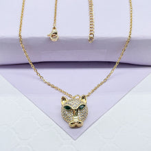 Load image into Gallery viewer, 18k Gold Filled Large Panther Charm Necklace With Curb Chain
