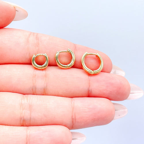 18k Gold Filled Set of 3 Huggie Hoops