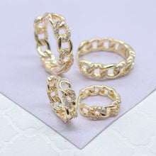 Load image into Gallery viewer, 18k Gold Filled Chain Link Huggie Earring With CZ Stones
