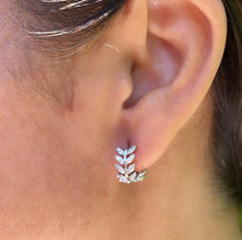 Load image into Gallery viewer, 18k Gold Filled Pave Leaf Huggie Earring
