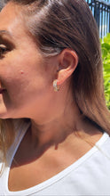 Load image into Gallery viewer, 18k Gold Filled Plain Curb Link Hoop With Patterned CZ Pave Cube
