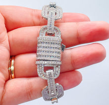 Load image into Gallery viewer, 18k Silver Filled Bracelet Fully Surrounded With Baguette Stone and CZ Stone
