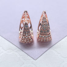 Load image into Gallery viewer, 18k Gold Fulled Tear Drop Shaped Pave Huggies
