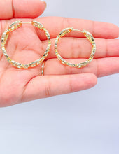 Load image into Gallery viewer, 18k Gold Filled Open Link Mariner Link Earring With Pave Stones
