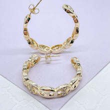 Load image into Gallery viewer, 18k Gold Filled Puffy Mariner Open Hoop Earring
