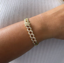 Load image into Gallery viewer, 18k Gold Filled Pave Link Bracelet: Heart &amp; Star Cuff
