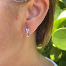 Load image into Gallery viewer, 18k Gold Filled &amp; Silver Filled Small “Love” Square Hoop
