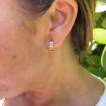 Load image into Gallery viewer, 18k Gold Filled &amp; Silver Filled Small “Love” Square Hoop
