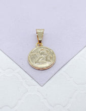 Load image into Gallery viewer, 18k Gold Filled Mini Medallion Charm Pendant With engraved Angel
