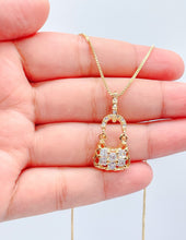 Load image into Gallery viewer, 18k Gold Filled Purse Charm with Large Square CZ Stones
