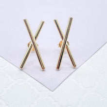Load image into Gallery viewer, 18k Gold Filled Plain “X” Crossed Stud Earrings
