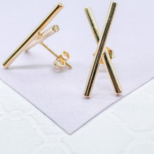 Load image into Gallery viewer, 18k Gold Filled Plain “X” Crossed Stud Earrings
