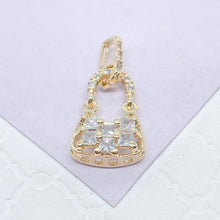 Load image into Gallery viewer, 18k Gold Filled Purse Charm with Large Square CZ Stones
