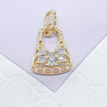 Load image into Gallery viewer, 18k Gold Filled Purse Charm with Large Square CZ Stones

