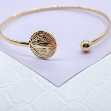 Load image into Gallery viewer, 18k Gold Filled XL Cuff Bracelet with Engraved San Benito Ends
