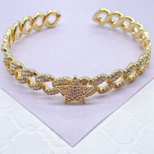 Load image into Gallery viewer, 18k Gold Filled Pave Link Bracelet: Heart &amp; Star Cuff
