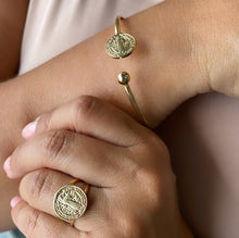 Load image into Gallery viewer, 18k Gold Filled XL Cuff Bracelet with Engraved San Benito Ends
