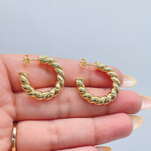 Load image into Gallery viewer, 18k Gold Filled Twisted Gold Hoop Earrings

