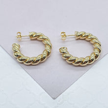 Load image into Gallery viewer, 18k Gold Filled Twisted Gold Hoop Earrings
