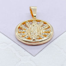 Load image into Gallery viewer, 18k Gold Filled Solid Guadalupe Pendant With CZ see through rows
