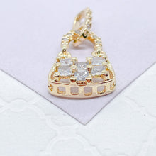 Load image into Gallery viewer, 18k Gold Filled Purse Charm with Large Square CZ Stones
