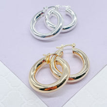 Load image into Gallery viewer, 18k Gold Filled 5mm Plain Thick 25mm Small Hoops
