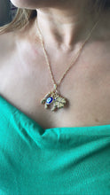 Load image into Gallery viewer, 18k Gold Filled Figa Hand Charm: Clover, Horseshoe, Evil Eye Pendant

