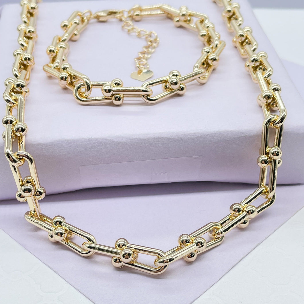 18k Gold Filled Bone Link Set