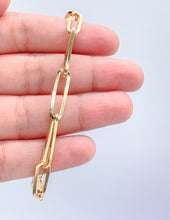 Load image into Gallery viewer, 18k Gold Filled Thin Long Smooth Paper Clip Link Bracelet
