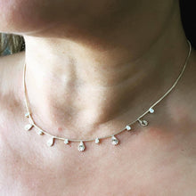 Load image into Gallery viewer, 18k Gold Filled Dainty Tear Drop Charm And Cz Stone Choker
