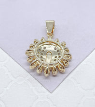 Load image into Gallery viewer, 18k Gold Filled Religious Charm Crowned with CZ Stones &amp; Saint Jude Center
